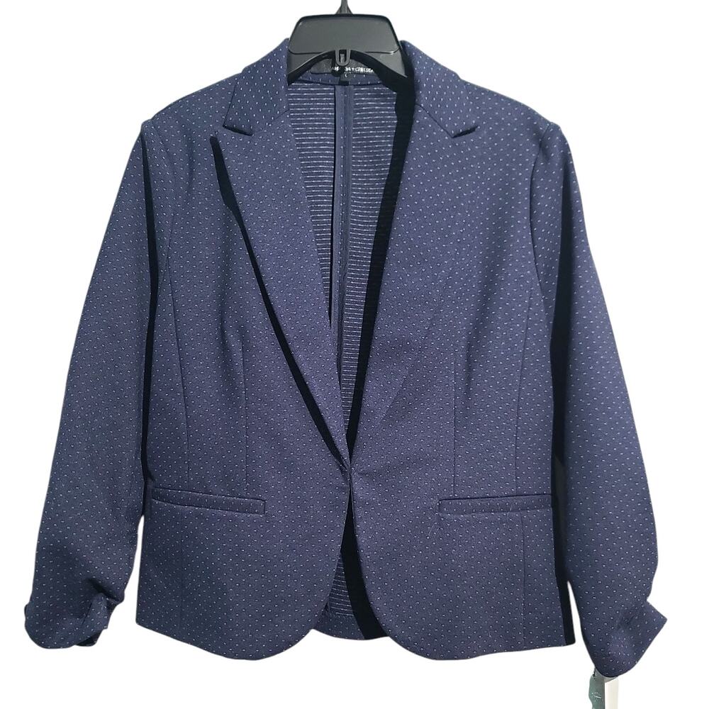 Women's Navy Microdot Blazer